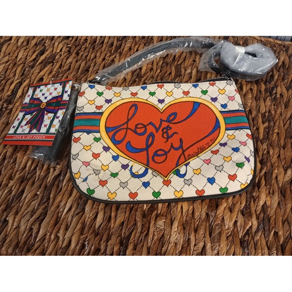 Brighton Handbags - Brighton LOVE & JOY POUCH Multi-Color Canvas Crossbody Bag‎ w/Tassel Flair NWT
